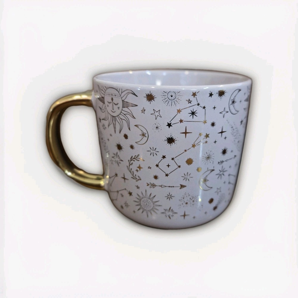 Thyme And Table Stoneware Coffee Mug Starry Constellations Lavender Gold 16 oz